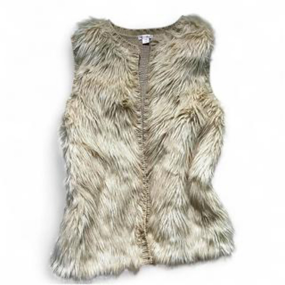 Y2K Xhilaration Women’s Medium Faux Fur Vest Retro Boho Festival Outerwear - Picture 1 of 7